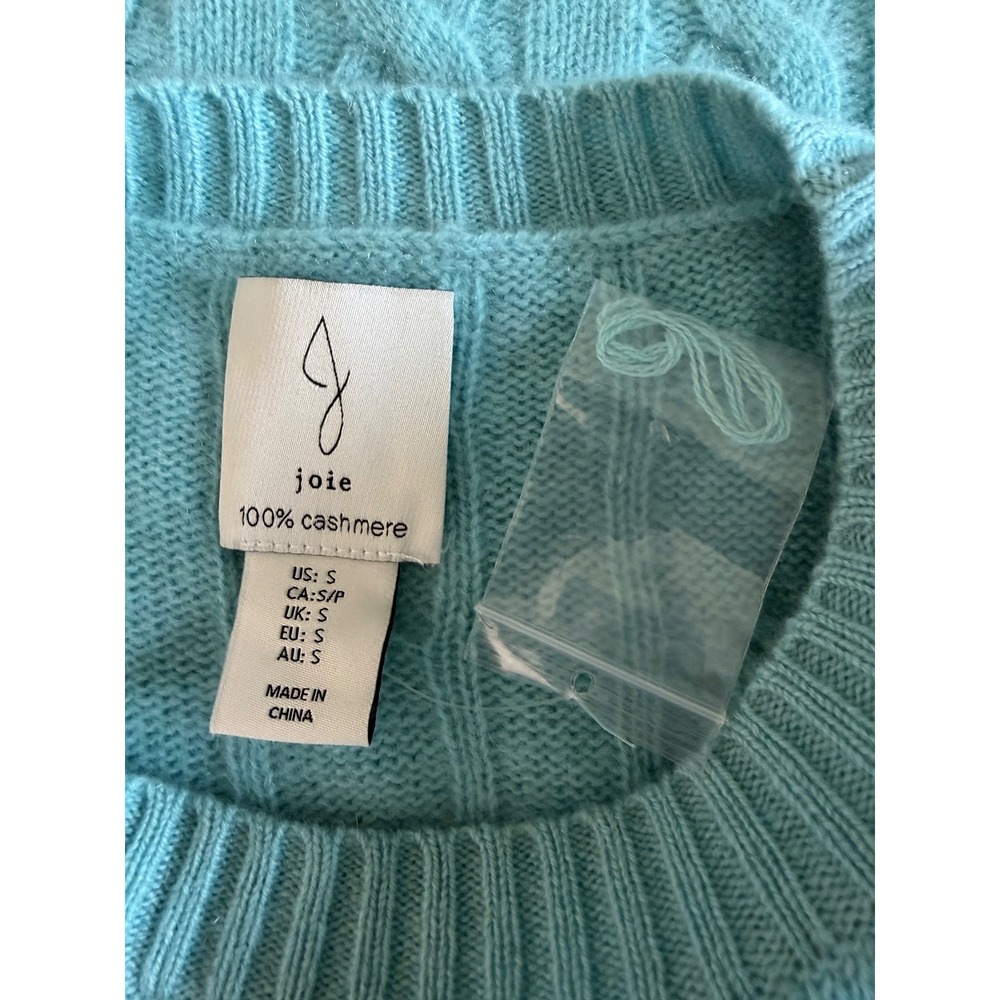 Joie Womens Light Blue 100% Cashmere Cable Knit Crew Neck Sweater Size Small NEW - Picture 6 of 7